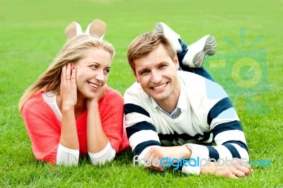 Romantic Young Couple Outdoors Stock Photo