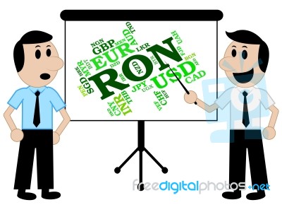 Ron Currency Shows Forex Trading And Currencies Stock Image