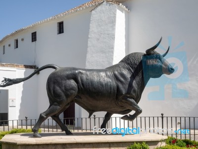 Ronda, Andalucia/spain - May 8 : Fighting Bull Statue Outside Th… Stock Photo