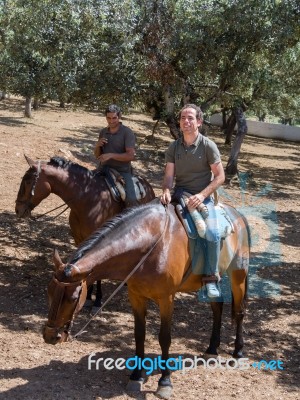 Ronda, Andalucia/spain - May 8 : Horse Riders At A Farm Near Ron… Stock Photo