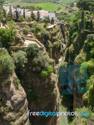 Ronda, Andalucia/spain - May 8 : View Of The Gorge At Ronda Anda… Stock Photo