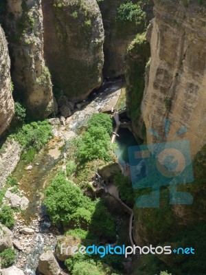 Ronda, Andalucia/spain - May 8 : View Of The Gorge At Ronda Anda… Stock Photo