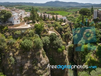 Ronda, Andalucia/spain - May 8 : View Of The Gorge At Ronda Anda… Stock Photo