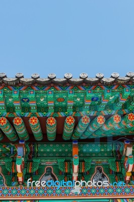 Roof Of Gyeongbokgung Palace In Seoul, Korea Stock Photo