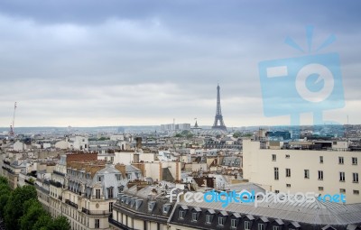 Roofs Of Paris With Eiffel Tower In Background Stock Photo