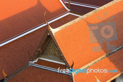 Roofs Of Temple And House Stock Photo