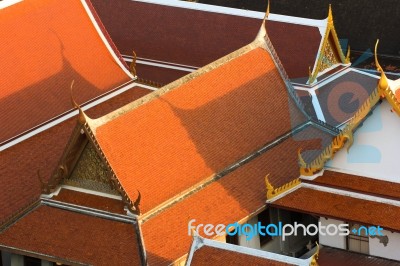 Roofs Of Temple And House Stock Photo