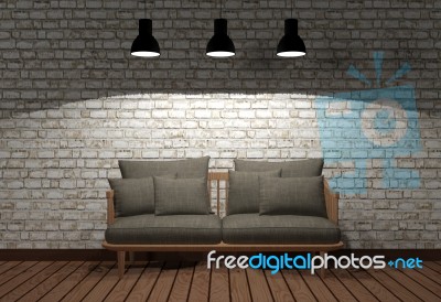 Room Interior In Minimal Style In The Dark Stock Image