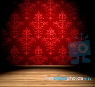 Room With Red Wallpaper Stock Image