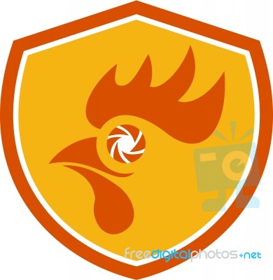 Rooster Eye Shutter Crest Retro Stock Image