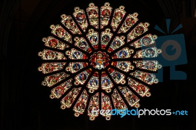 Rose Bay Window At Durham Cathedral Stock Photo