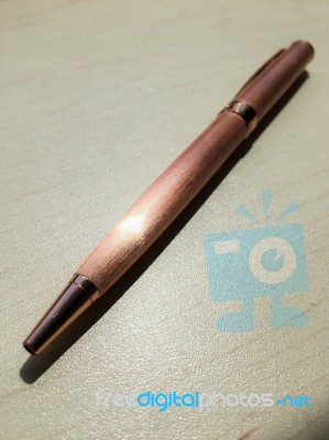 Rose Gold Pen Stock Photo