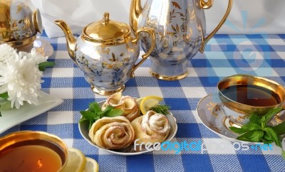 Rosettes From Apples And Dough Stock Photo