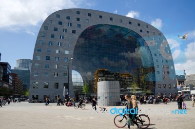 Rotterdam, Netherlands - May 9, 2015: People Visit Markthal (mar… Stock Photo