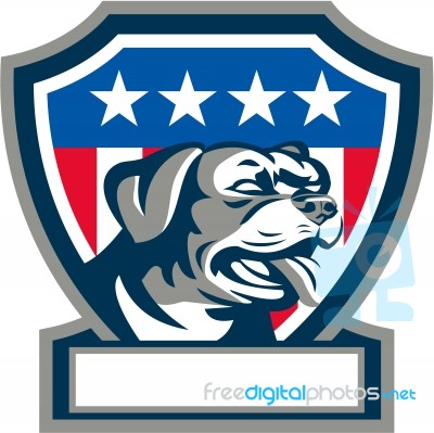 Rottweiler Guard Dog Usa Flag Crest Retro Stock Image