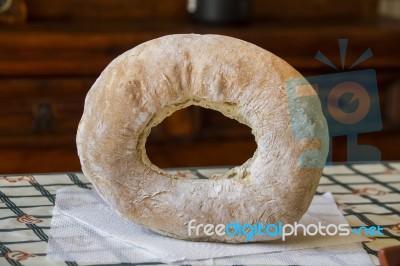 Round Loaf Of Traditional Bread Stock Photo