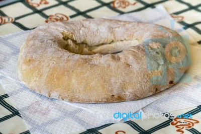 Round Loaf Of Traditional Bread Stock Photo