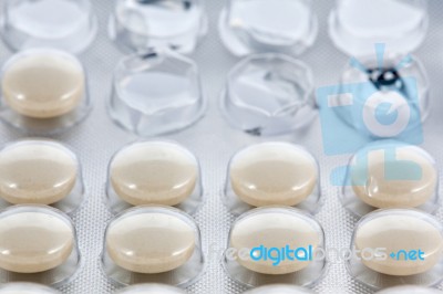 Round Pills In Blister Pack Stock Photo