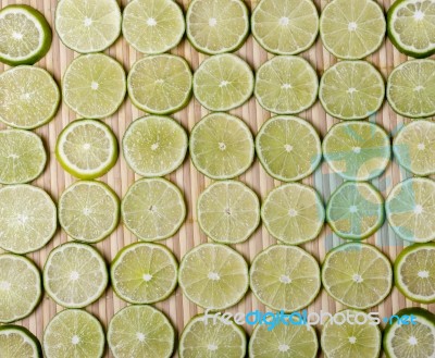 Round Slices Of Lime Fruit Stock Photo