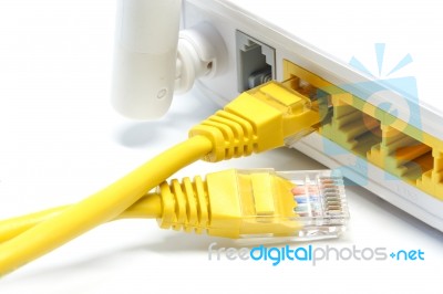 Router Wireless  Lan White Background Stock Photo