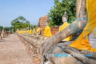 Row Of Buddha Statue Stock Photo