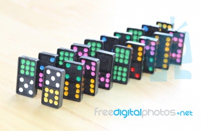 Row Of Colorful Dominoes Stock Photo