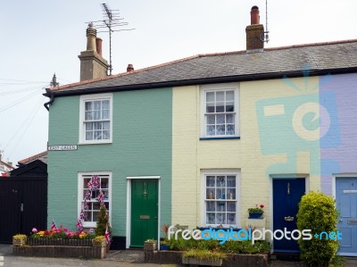 Row Of Colourful Houses In Southwold Stock Photo