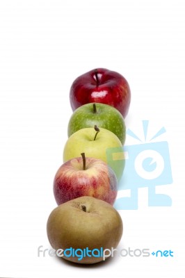 Row Of Fresh And Healthy Apple Variety Stock Photo