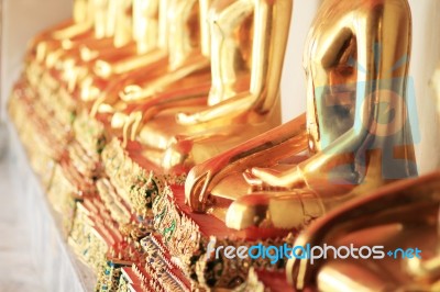 Row Of Golden Buddha Statue (selective Focused) Stock Photo