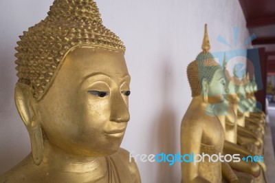 Row Of Golden Buddha Thailand Stock Photo