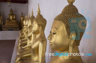 Row Of Golden Buddha Thailand Stock Photo