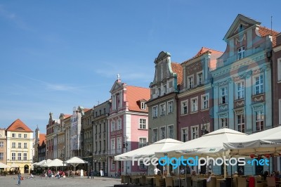 Row Of Multicoloured Houses In Poznan Stock Photo