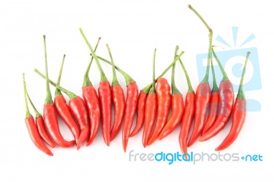 Row Of Red Hot Chili Stock Photo