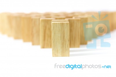 Row Wooden Domino Stock Photo