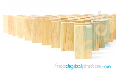 Row Wooden Domino Stock Photo