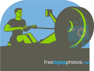 Rower Rowing Machine Half Circle Retro Stock Image