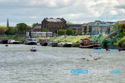 Rowing And Boating On The River Thames Between Hampton Court And… Stock Photo