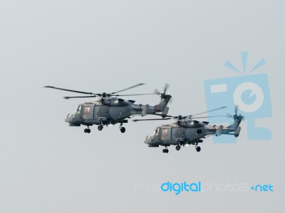 Royal Navy Black Cat Helicopter Display Team Stock Photo