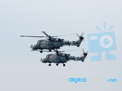 Royal Navy Black Cat Helicopter Display Team Stock Photo