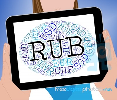 Rub Currency Shows Worldwide Trading And Currencies Stock Image