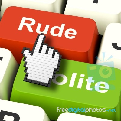 Rude Impolite Computer Means Insolence Bad Manners Stock Image