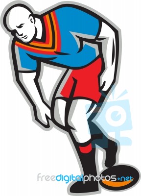 Rugby League Player Playing Ball Retro Stock Image