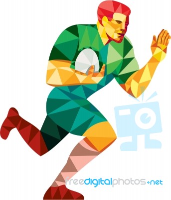 Rugby Player Fend Off Low Polygon Stock Image