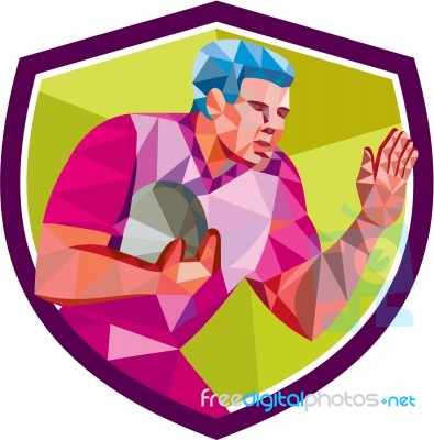 Rugby Player Fend Off Low Polygon Stock Image