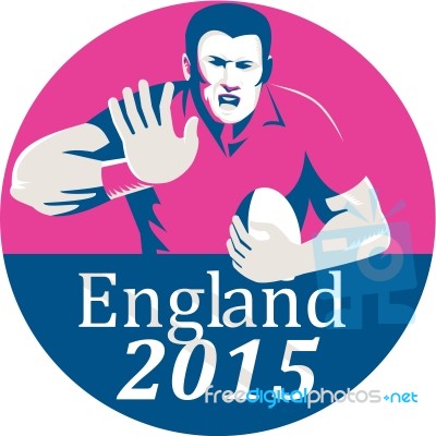 Rugby Player Fending England 2015 Circle Stock Image