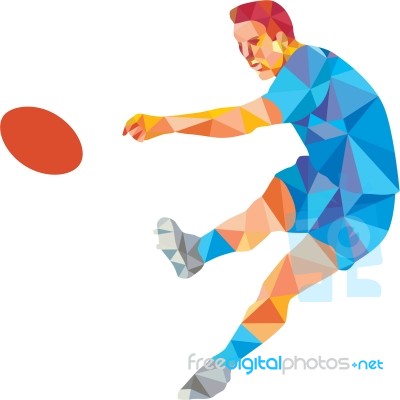 Rugby Player Kicking Ball Low Polygon Stock Image