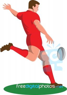 Rugby Player Kicking Ball Retro Stock Image