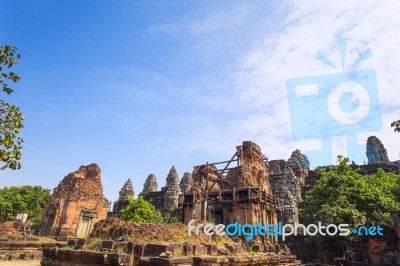 Ruins Of Phnom Bakheng Temple At Angkor Wat Complex Stock Photo