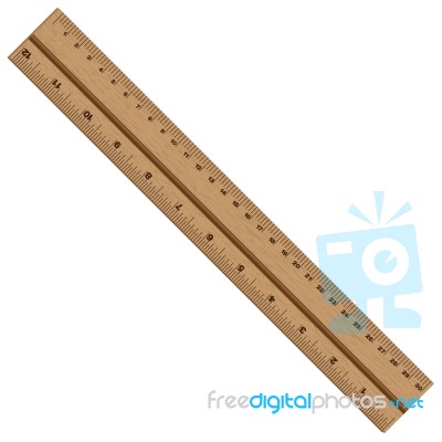 Ruler. Wooden Ruler Isolated On White Background. Ruler Design For Wood. Object Tool Stock Image