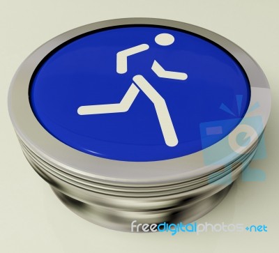 Runner Button Means Race Or Getting Fit Stock Image